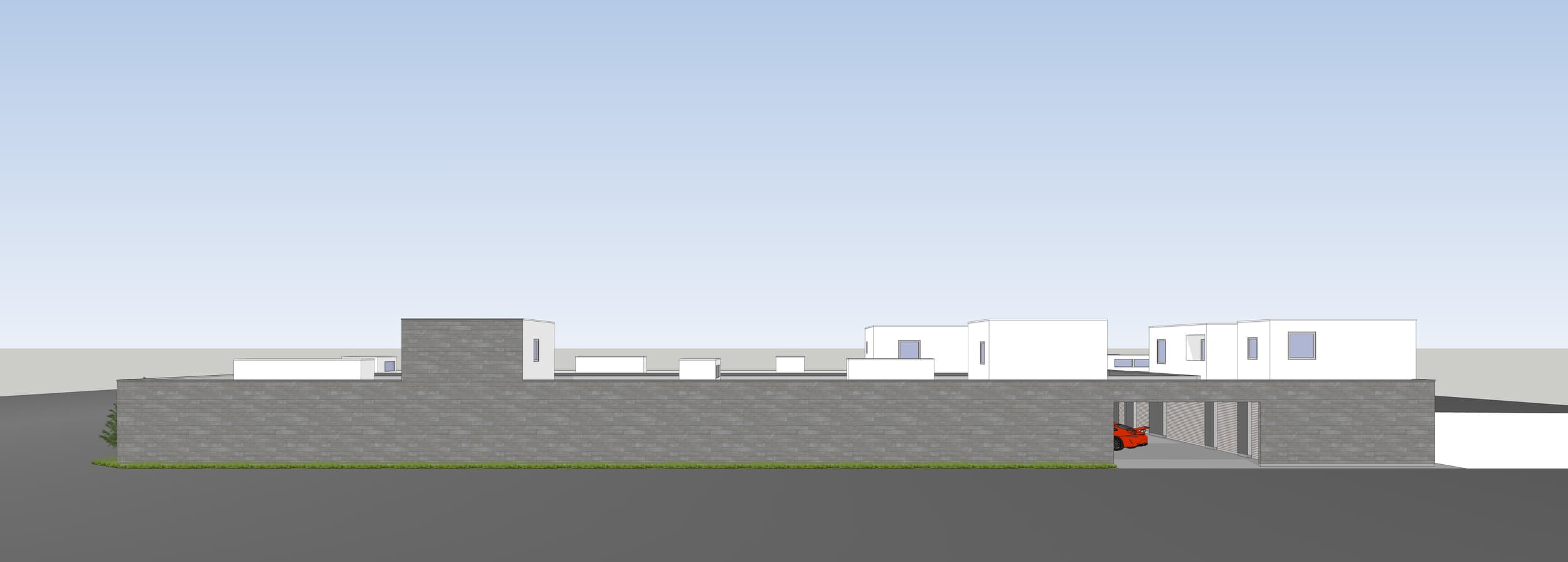 ラグジュアリーカーが収まるガレージ内観