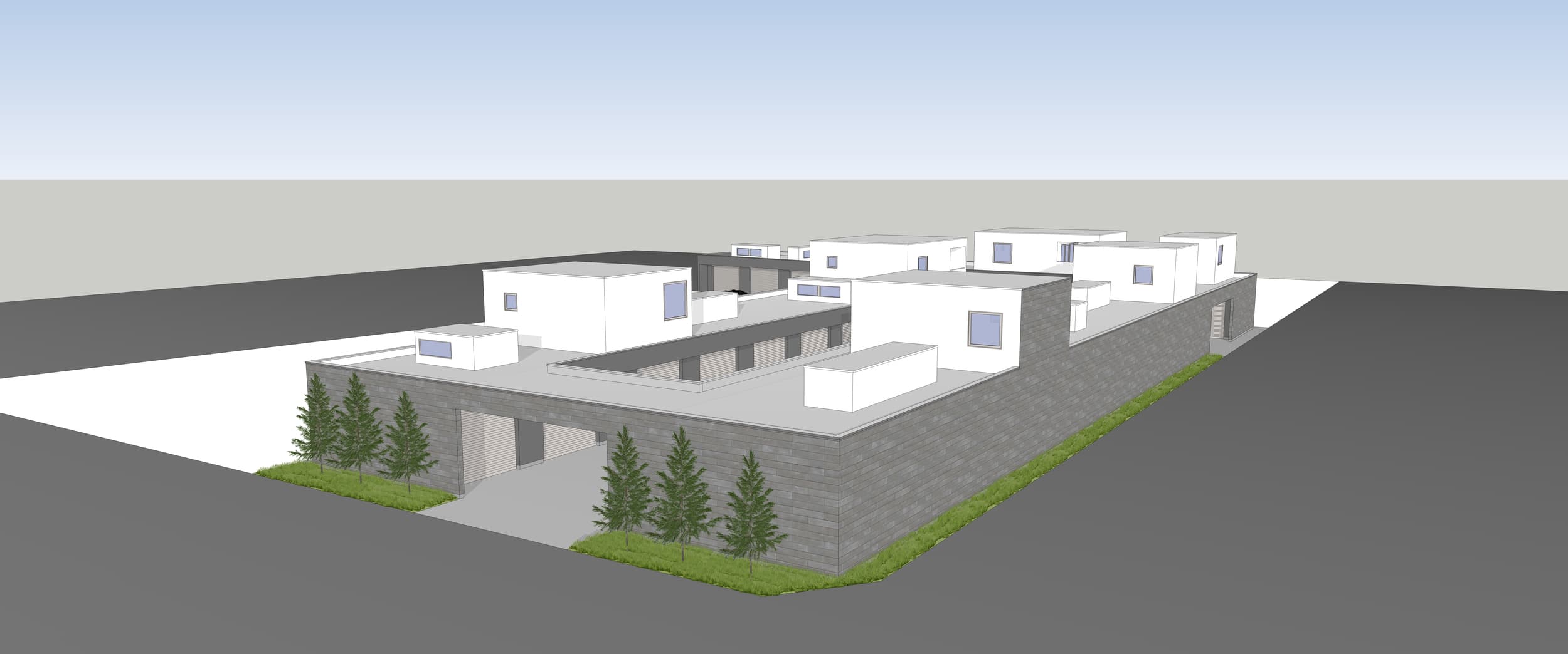 雪国仕様の重厚なガレージエントランス